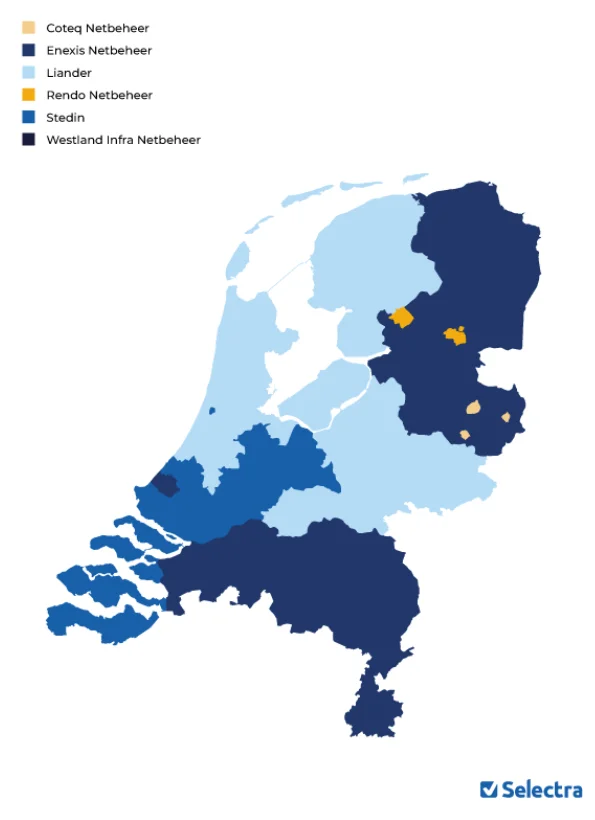 Overzicht netbeheerders elektriciteit in Nederland per regio